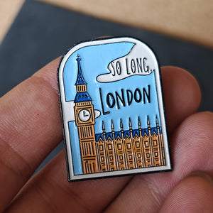 Stylish Sudake Alloy Enamel Pin Buttons Pins with Geometric Patterns Durable Fashion Accessory for Festive Occasions like Christmas and Halloween Light Blue Simple London Landmark Illustration Ideal Gift