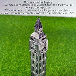 London Bell Tower 3D Puzzle UK Architecture Metal Puzzle London Landmark Building 3D Metal Puzzle Full Metal Stainless Steel Assembly Model Adult Toy High Difficulty Handmade DIY Gif