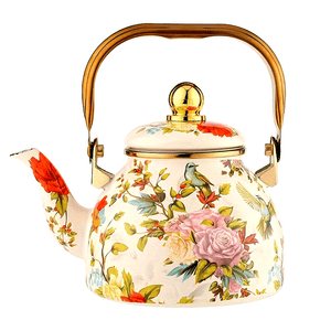 12L Enamel Bird Flower Kettle Multifunctional Tea and Water Pot Compatible with Electric and Gas Stoves