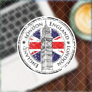 Waterproof London England Vinyl Decal UK Flag Big Ben Design ScratchCovering Sticker for Laptops Motorcycles Helmets Skateboards Cars Windows and More Matte Finish Outdoor Rated Car Decals And Stickers