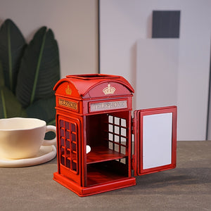 1pc Retro British Style Metal Telephone Booth Decoration A Multifunctional Pen Holder Suitable for Desks Living Rooms And Offices It Is The Best Choice for Christmas And a Perfect Gift for Thanksgiving Suitable for Giving to Friends