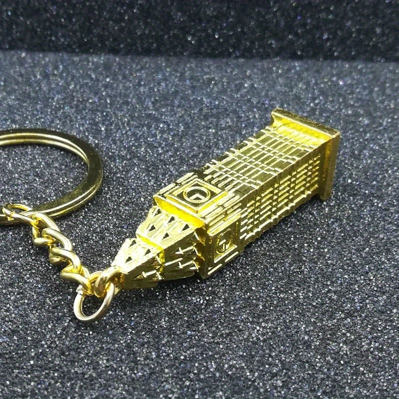 1pc Vintage Big Ben Alloy Keychain  Elegant Golden Pendant with Intricate Patterns Perfect for Backpacks  Keys Ideal Gift for Couples Family  Friend