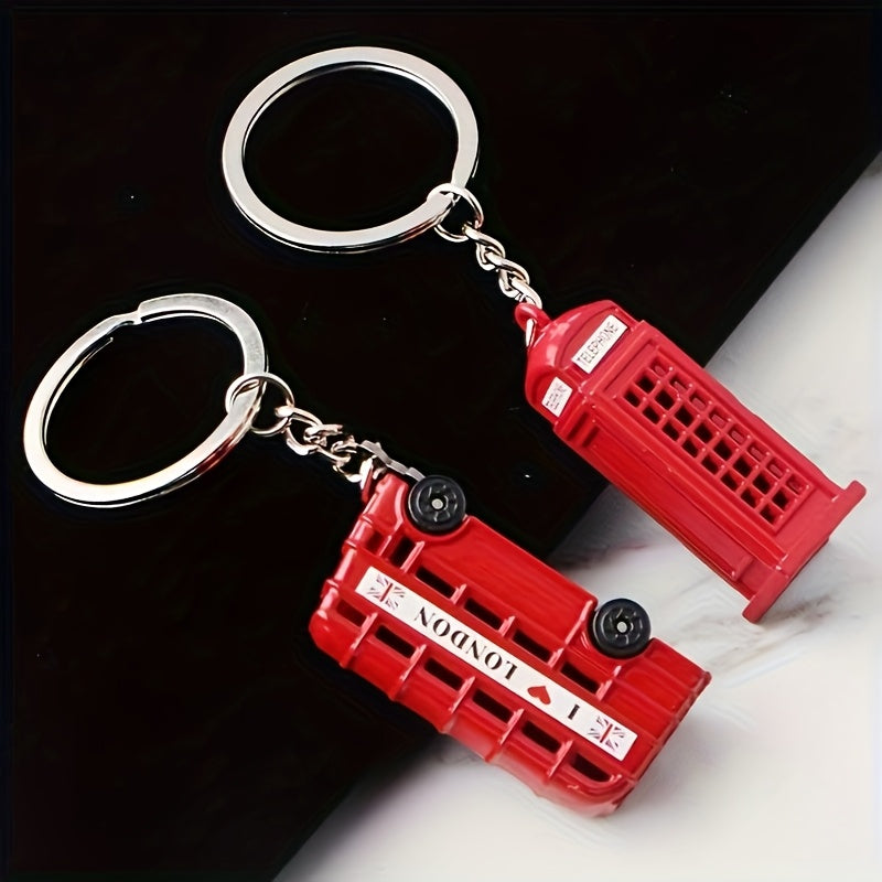 10pcs London Red Telephone Booth  DoubleDecker Bus Keychain Set  Metal No Battery Needed Ideal for Birthday Graduation Travel Souvenirs Valentines Christmas Gifts