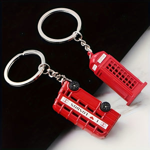 10pcs London Red Telephone Booth  DoubleDecker Bus Keychain Set  Metal No Battery Needed Ideal for Birthday Graduation Travel Souvenirs Valentines Christmas Gifts