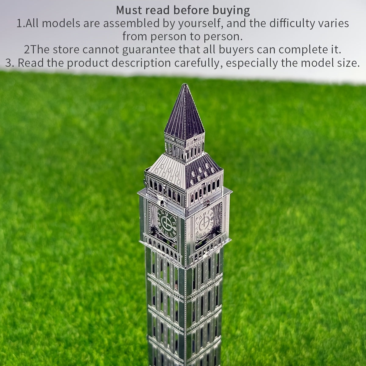 London Bell Tower 3D Puzzle  UK Architecture Metal Puzzle London Landmark Building 3D Metal Puzzle Full Metal Stainless Steel Assembly Model Adult Toy High Difficulty Handmade DIY Gif