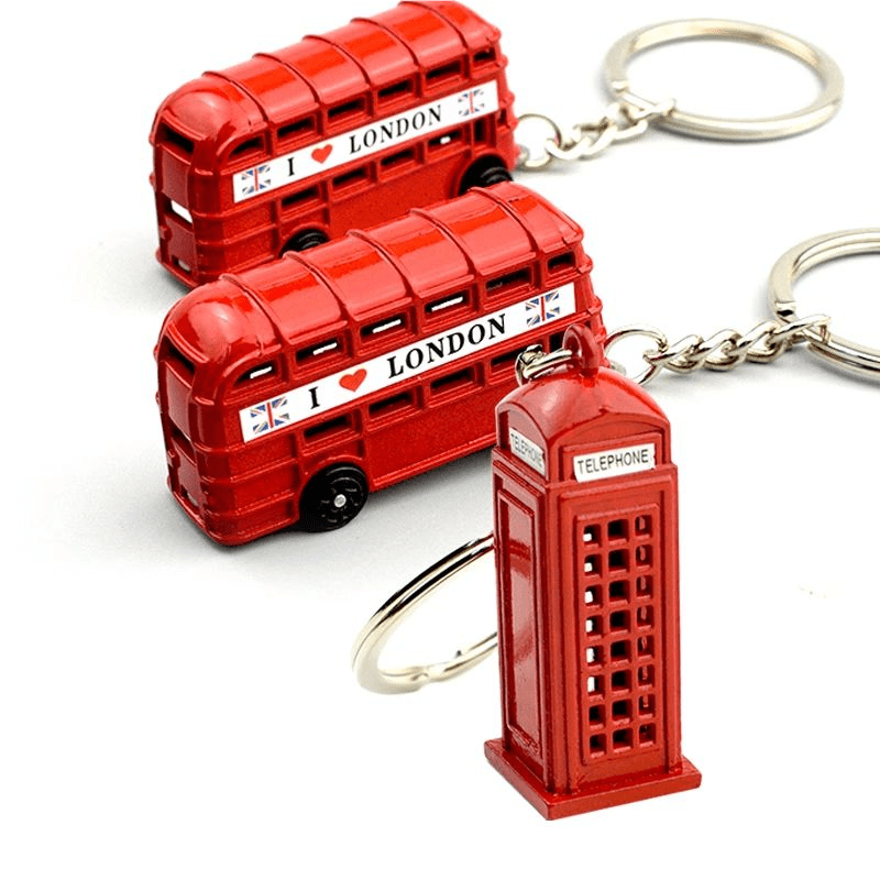 9pcs London Bus Metal Keychain Wholesale Premium metal finishes exquisite details creative and unique design retro and striking style Perfect travel souvenir