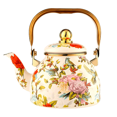 12L Enamel Bird  Flower Kettle  Multifunctional Tea and Water Pot Compatible with Electric and Gas Stoves