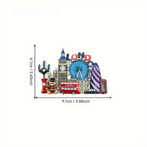 1pc Whimsical London Bear Resin Refrigerator Magnets A Delightful Souvenir Highlighting Tower Bridge Red Telephone Box St Pauls Cathedral and River Thames for an Ideal Gift and Memorable Kitchen Decor Piece