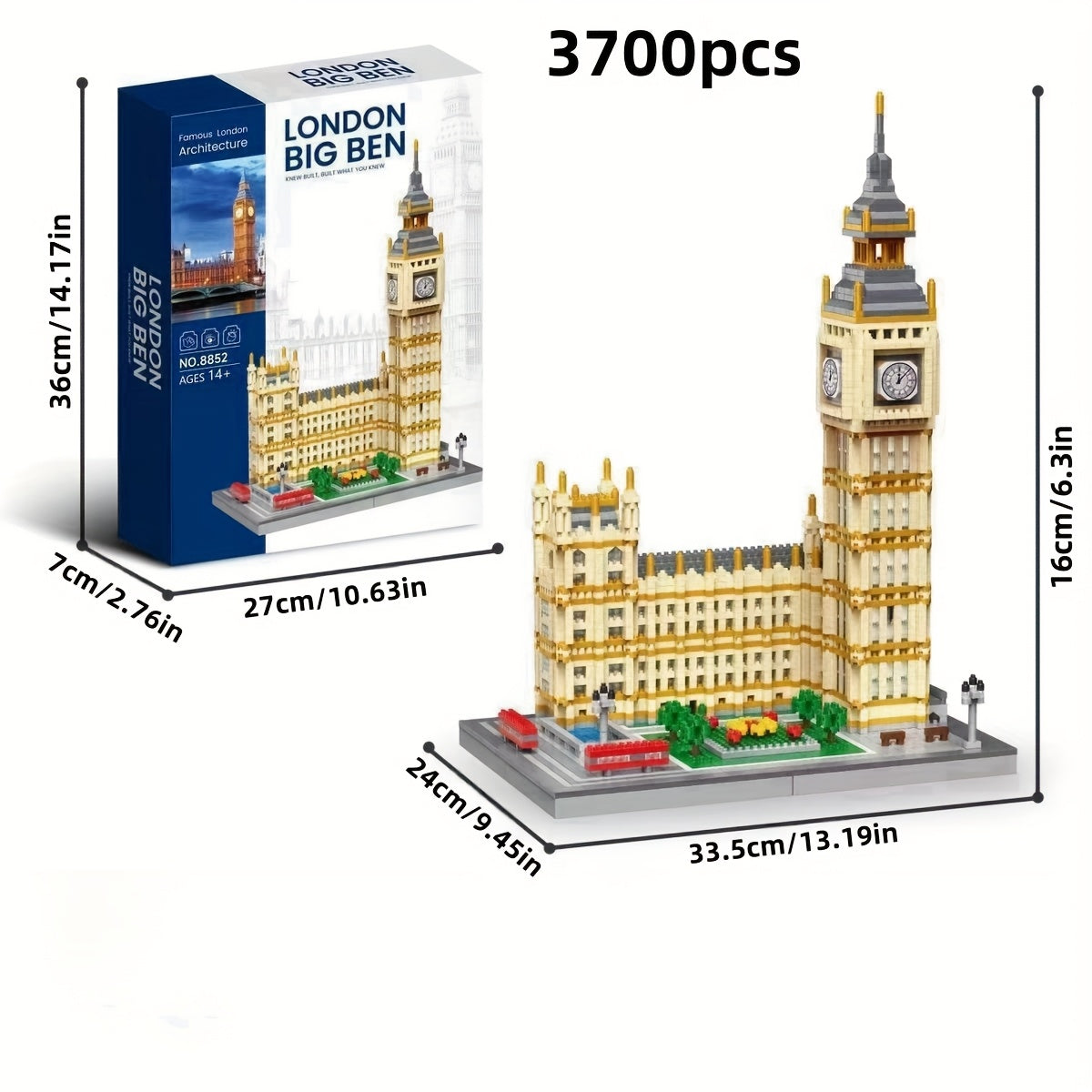 17003700pcs 3D Puzzle Building Blocks Set  Famous Landmarks Model Kit with White House Leaning Tower of Pisa Big Ben Triumphal Arch  Educational DIY Toy for HandEye Coordination Ideal Birthday or Christmas Gift ABS Material