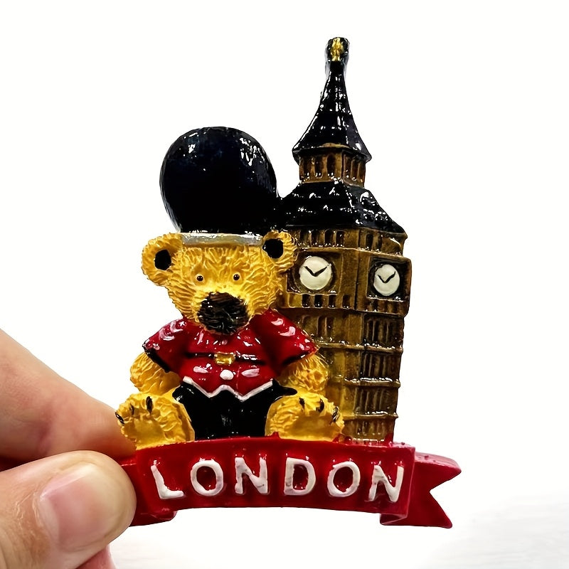 Charming London 3D Bear  Big Ben Magnet  Resin Souvenir with LONDON Banner Ideal for Fridge  Refrigerator Decor Perfect Gift for Birthdays  Holidays Fridge Magnets